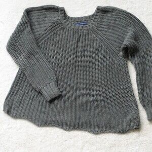 American Eagle Outfitters Olive Green Cotton Crewneck Sweater Women's L (No37)